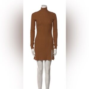 Reformation Libra Long Sleeve Rib Mock Neck Minidress